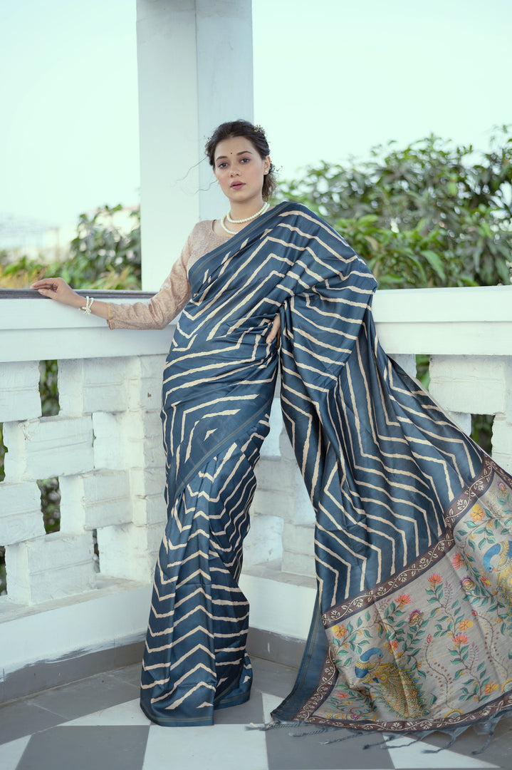 Tussar Silk Leriya (Premium Quality Soft Silk)