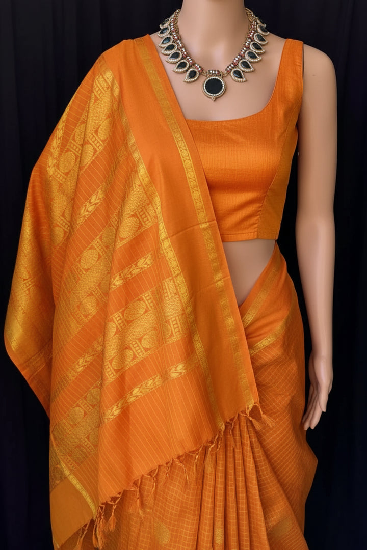 Laila - లైలా(Premium Handloom Checked Gadwal Silk Cotton)
