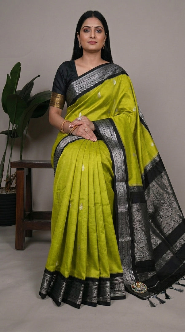 Arabi - അറബി (Rare Colour Combo Handloom Gadwal Silk Cotton)