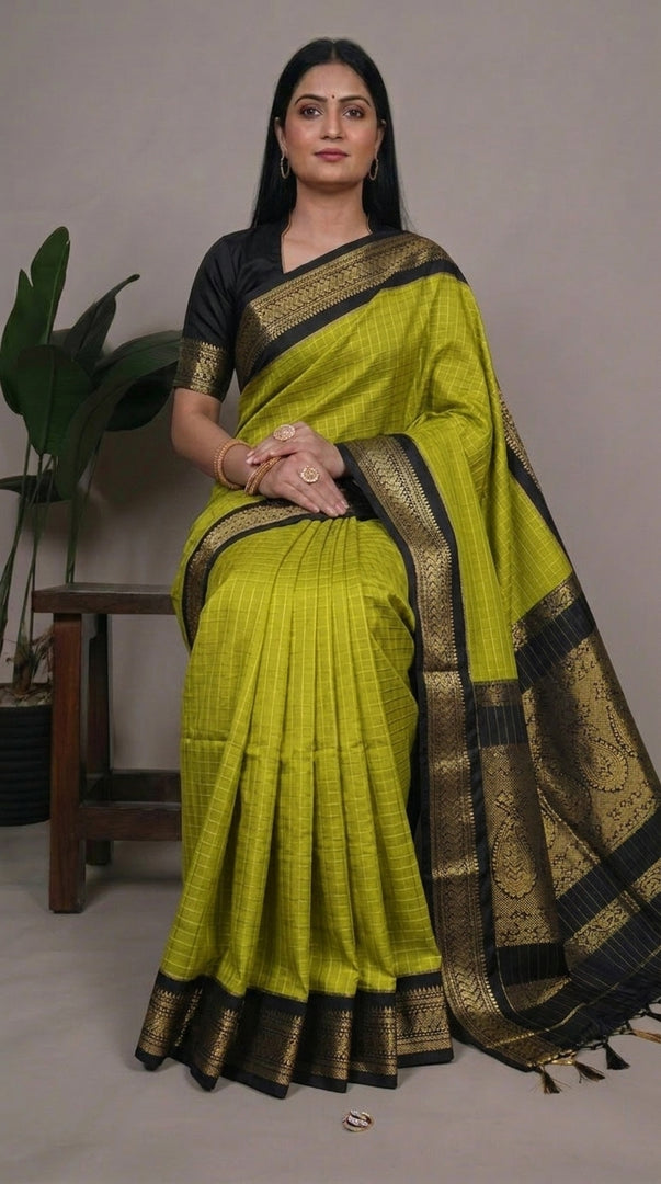 Dharmini - ధర్మిణి (Premium Handloom Checked Gadwal Silk Cotton)