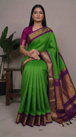 Load image into Gallery viewer, Divyamani - దివ్యమణి (Premium Handloom Checked Gadwal Silk Cotton)