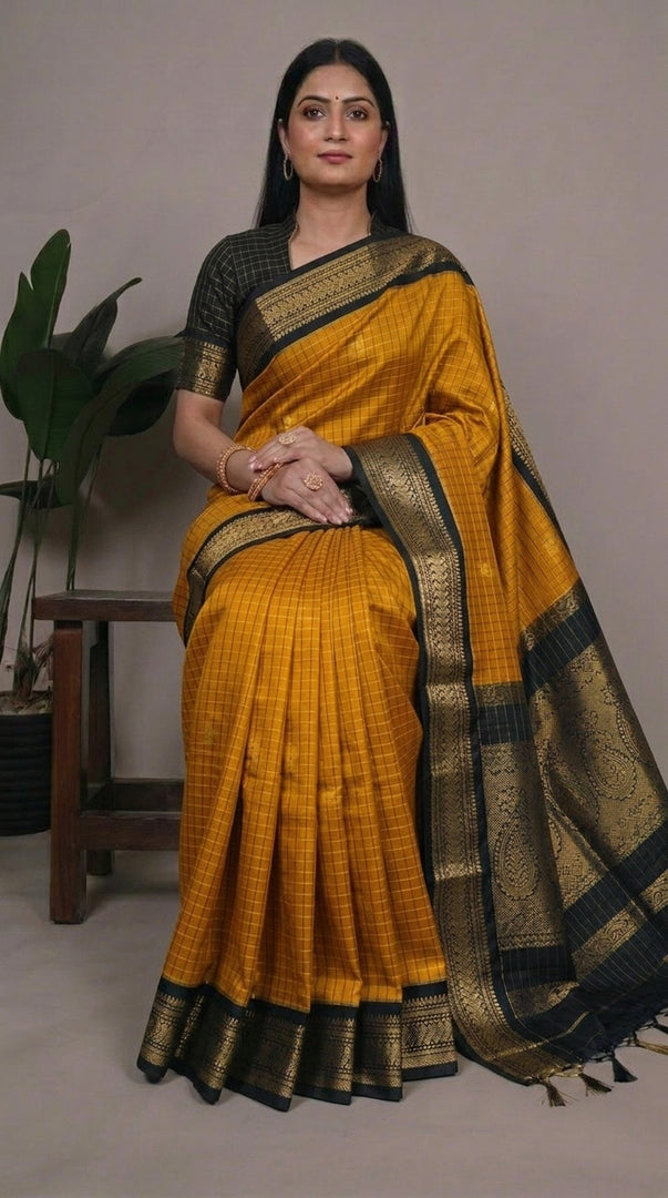 Begada - ಬೇಗಡಾ (Premium Handloom Gadwal Silk Cotton)