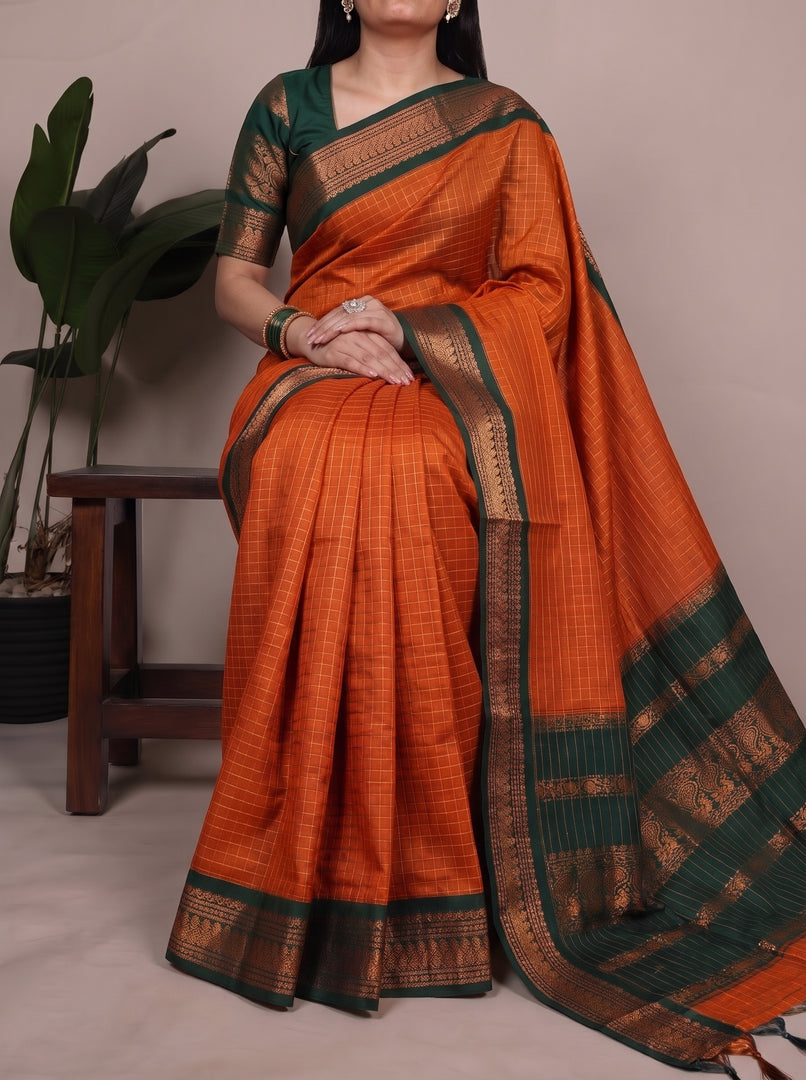 Rajani - रजनी (Premium Handloom Checked Gadwal Silk Cotton)