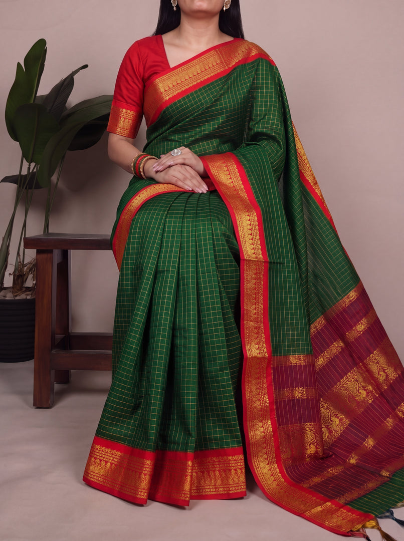 Rakshitha - रक्षिता (Premium Handloom Checked Gadwal Silk Cotton)