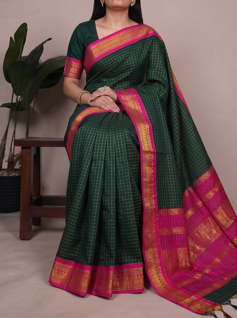 Prithvi - पृथ्वी (Premium Handloom Checked Gadwal Silk Cotton)
