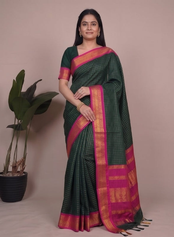Prithvi - पृथ्वी (Premium Handloom Checked Gadwal Silk Cotton)