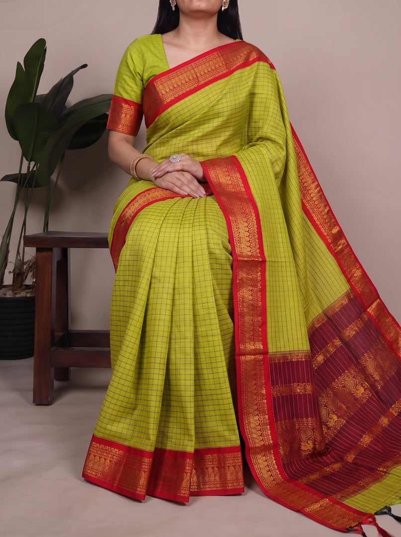 Prasitha - பிரசிதா (Premium Handloom Checked Gadwal Silk Cotton)