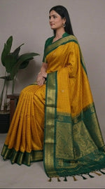 Load image into Gallery viewer, Bhavini - ಭಾವಿನಿ (Premium Handloom Checked Gadwal Silk Cotton)