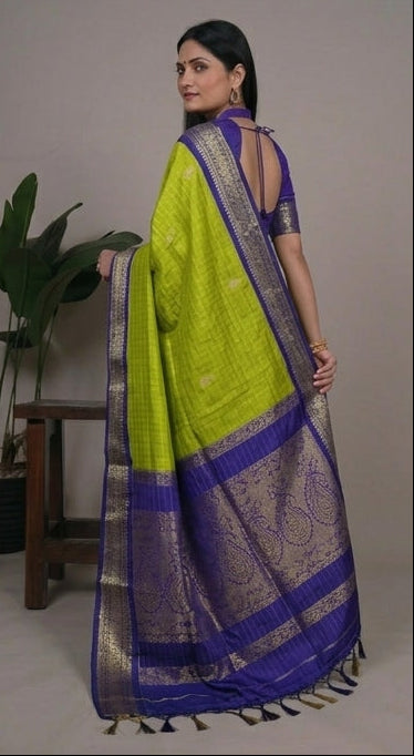 Chandrika - चंद्रिका (Premium Handloom Checked Gadwal Silk Cotton)