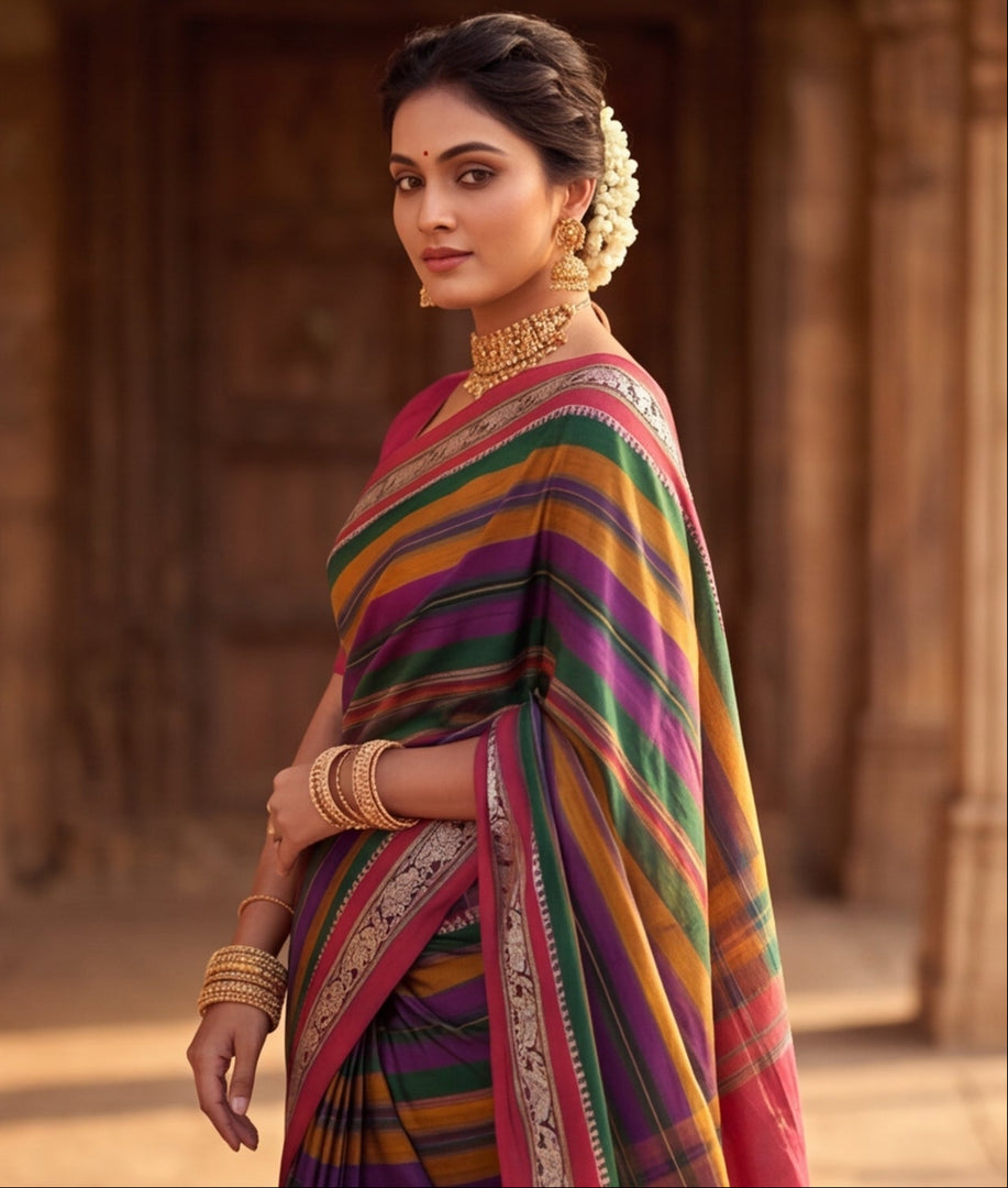 Multi-Coloured Narayanpet (Rare Colour Edition Handloom Soft Cotton)