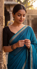 Load image into Gallery viewer, Skies Are Blue  (Narayanpet Handloom Cotton)