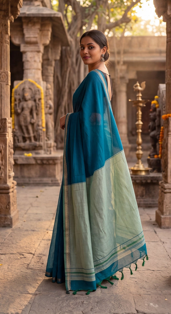 Skies Are Blue  (Narayanpet Handloom Cotton)