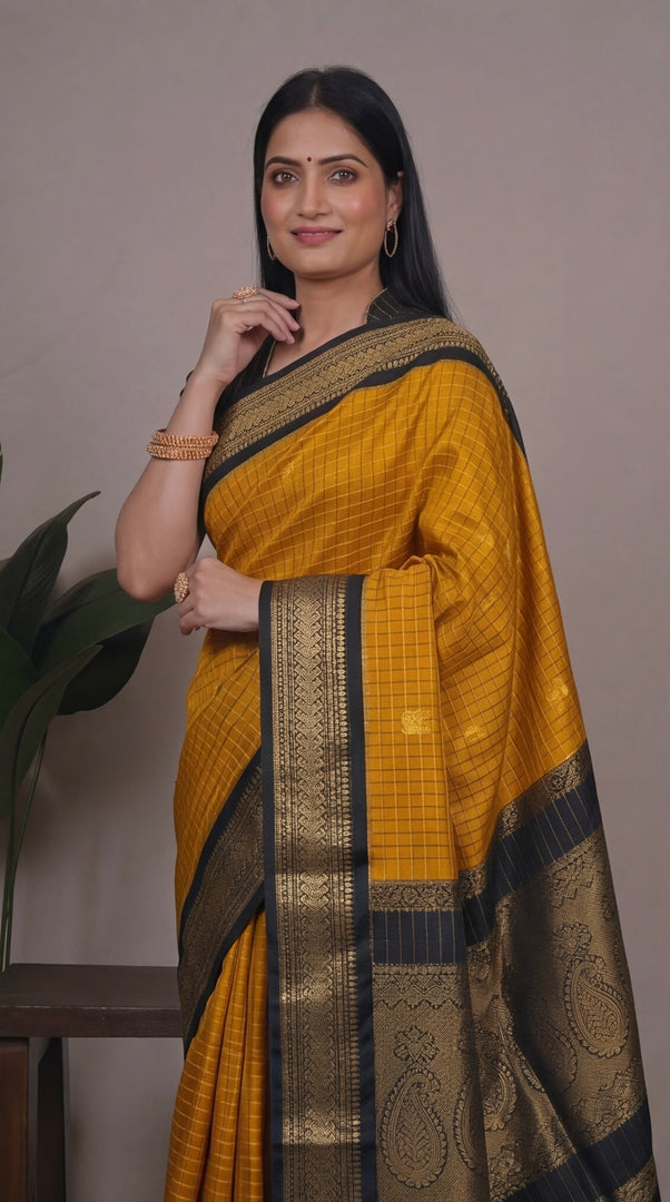 Begada - ಬೇಗಡಾ (Premium Handloom Gadwal Silk Cotton)