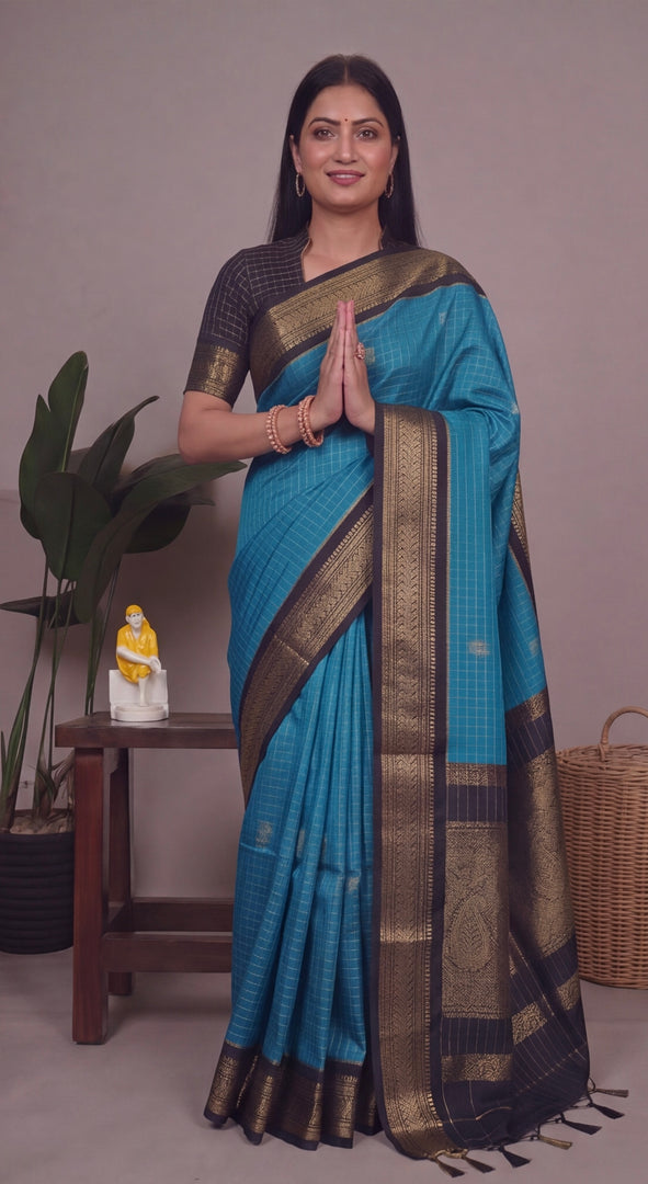 Brindavani - बृंदावनी (Premium Handloom Gadwal Silk Cotton)