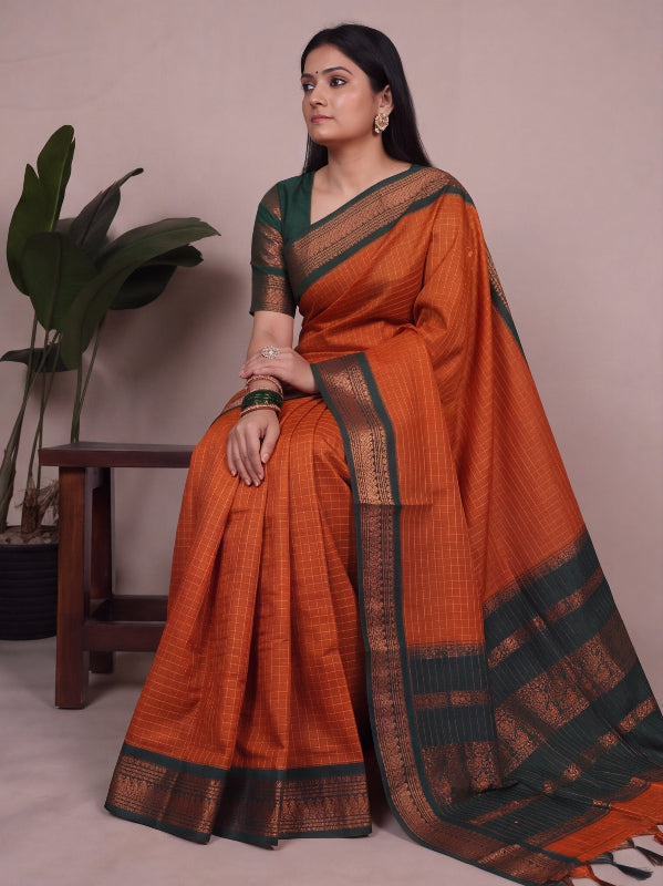 Rajani - रजनी (Premium Handloom Checked Gadwal Silk Cotton)