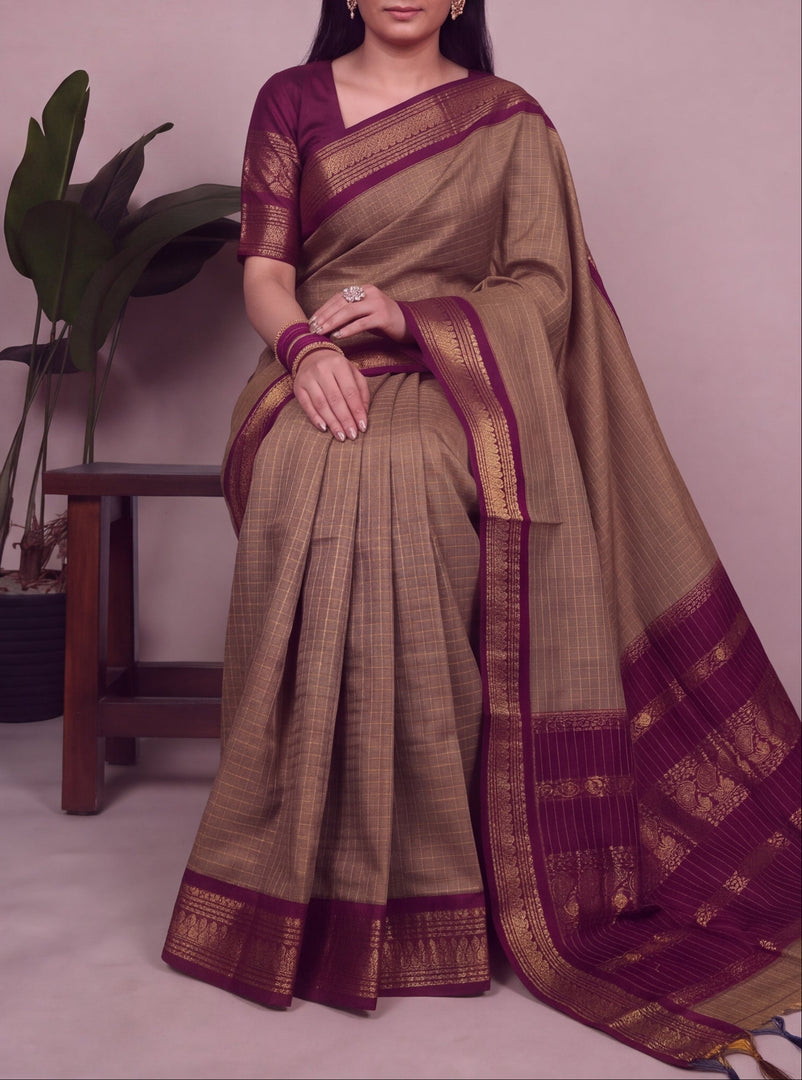 Manasa - மனசா (Premium Handloom Checked Gadwal Silk Cotton)