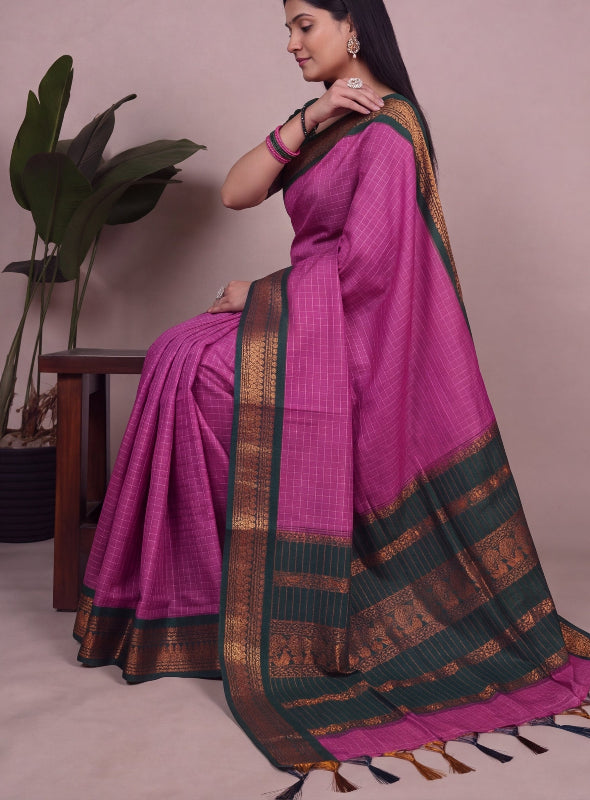 Manasi - मानसी (Premium Handloom Checked Gadwal Silk Cotton)