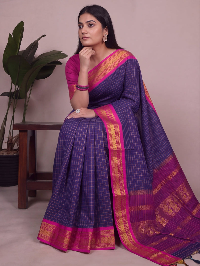 Rithika - ரித்திகா (Premium Handloom Checked Gadwal Silk Cotton)