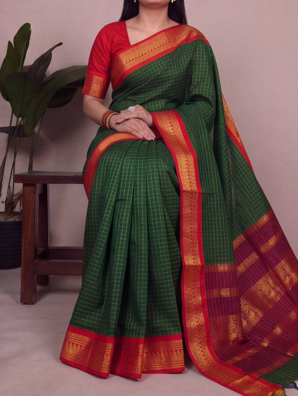 Rakshitha - रक्षिता (Premium Handloom Checked Gadwal Silk Cotton)