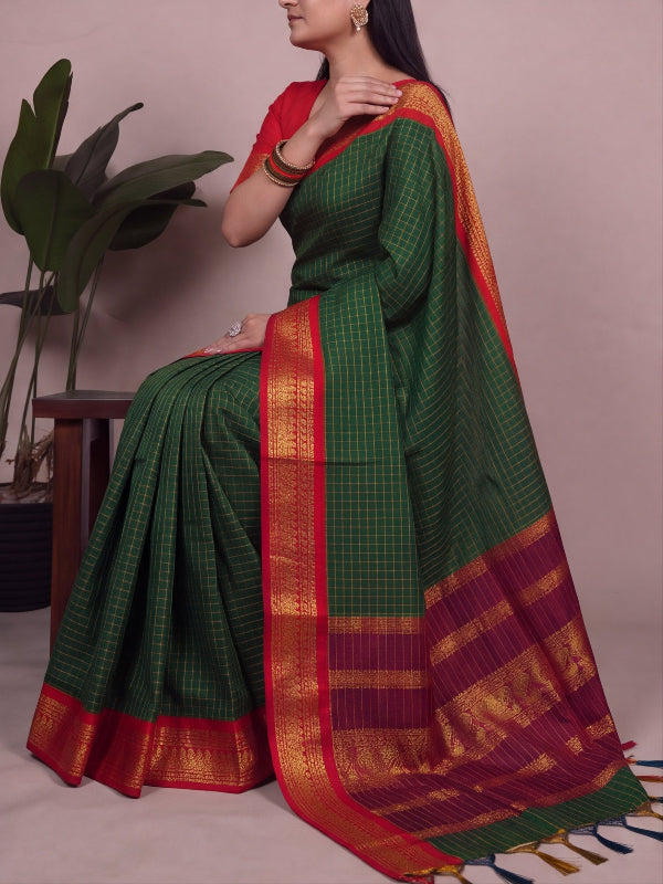 Rakshitha - रक्षिता (Premium Handloom Checked Gadwal Silk Cotton)