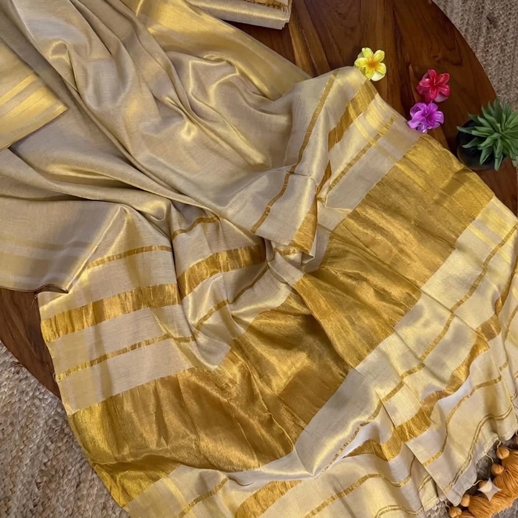 Kanakambika - കനകാംബിക (Premium Tissue Kerala Saree)