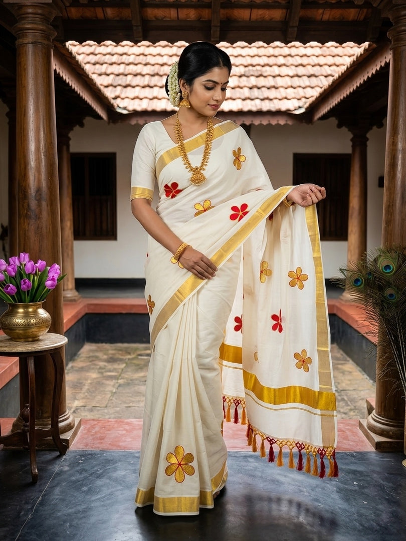 Manohari - മനോഹരി (Traditional Onam Kasavu Saree)