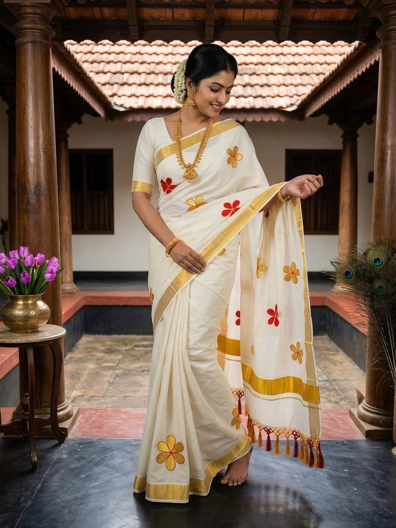 Manohari - മനോഹരി (Traditional Onam Kasavu Saree)