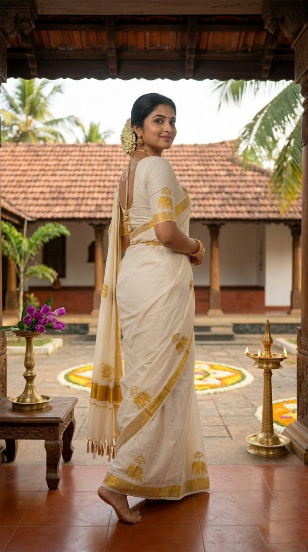Kalyana Vasantham - കല്യാണ വസന്തം (Traditional Onam Kasavu Saree)
