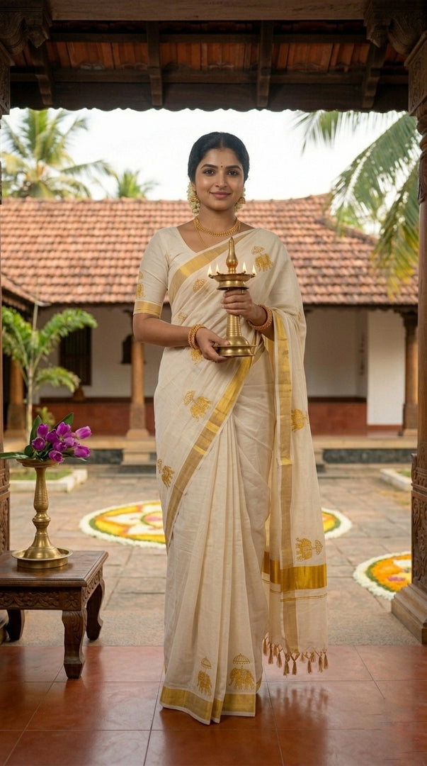 Kalyana Vasantham - കല്യാണ വസന്തം (Traditional Onam Kasavu Saree)