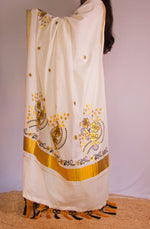 Load image into Gallery viewer, Mulla Poo - മുല്ല പൂ (Traditional Onam Kasavu Saree)
