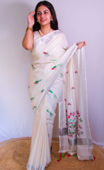 Load image into Gallery viewer, Paccha Killi - പച്ച കിള്ളി (Traditional Onam Kasavu Saree)

