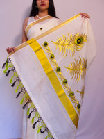 Load image into Gallery viewer, Jamandhi - ജമന്തി (Traditional Onam Kasavu Saree)
