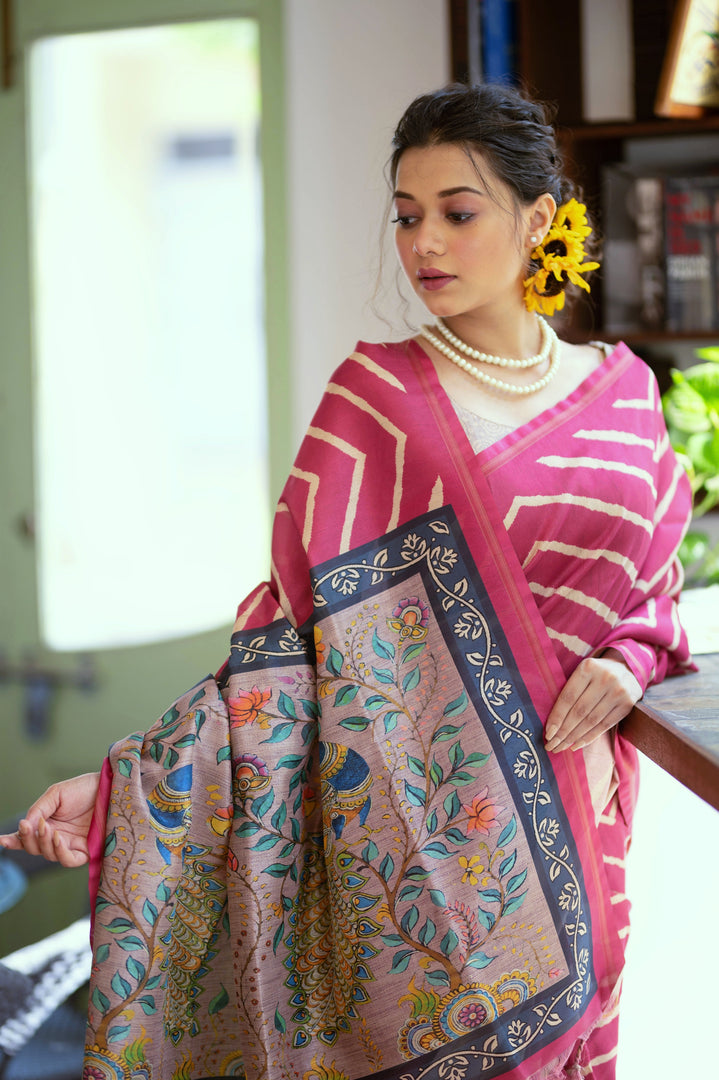Tussar Silk Leriya (Premium Quality Soft Silk)