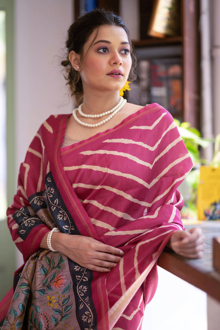 Tussar Silk Leriya (Premium Quality Soft Silk)