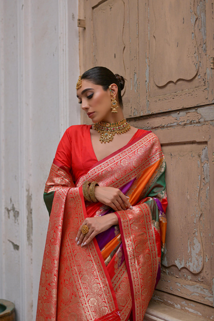 Multi-Colour  Banarasi Silk (Premium Quality Soft Silk)
