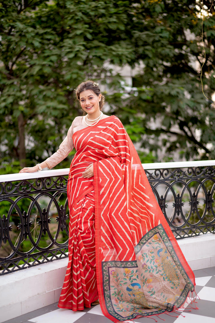 Tussar Silk Leriya (Premium Quality Soft Silk)