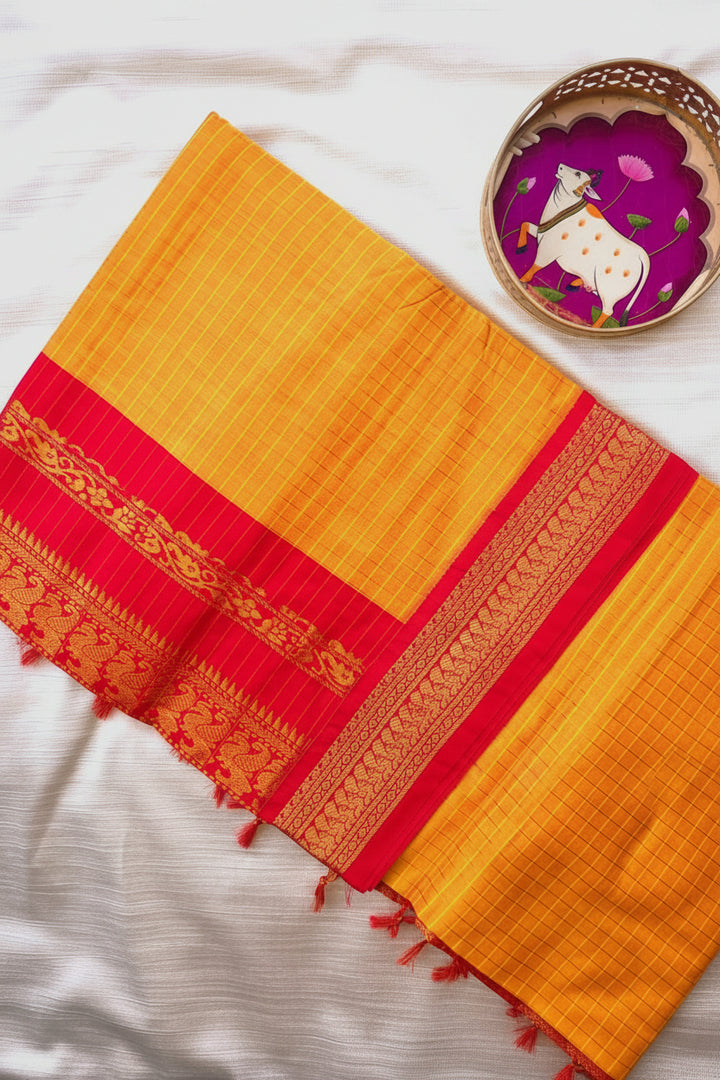 Maayili - मायिली (Premium Handloom Checked Gadwal Silk Cotton)