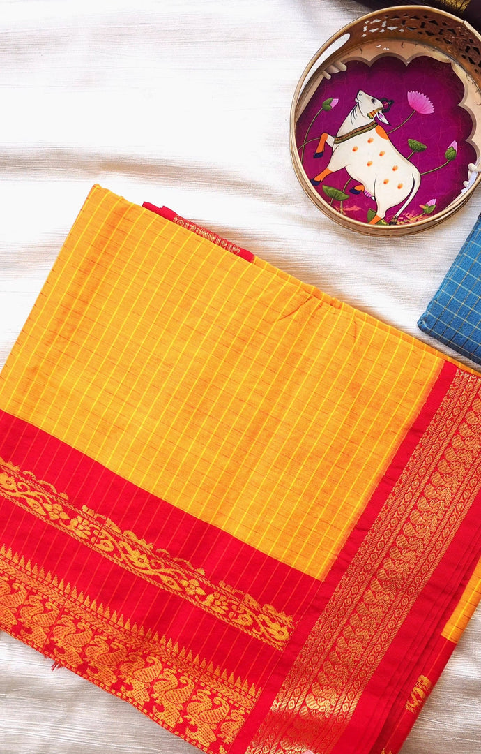 Maayili - मायिली (Premium Handloom Checked Gadwal Silk Cotton)