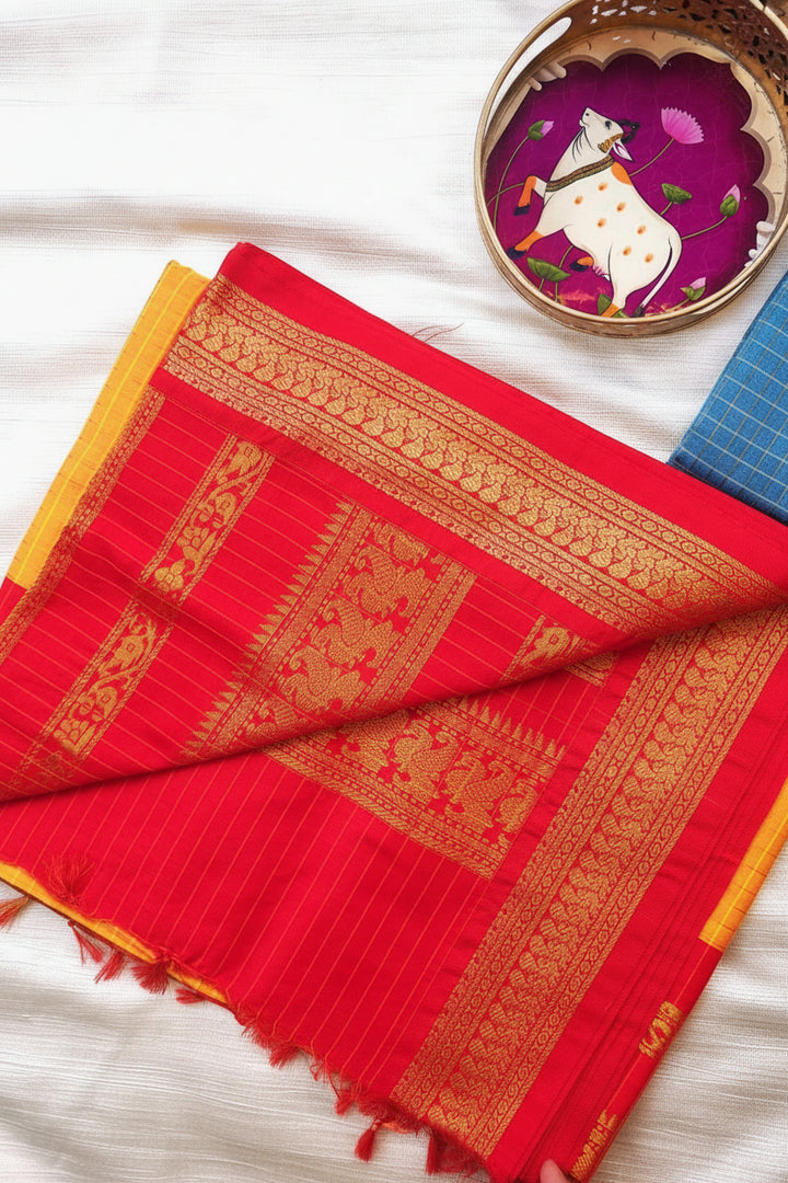 Maayili - मायिली (Premium Handloom Checked Gadwal Silk Cotton)