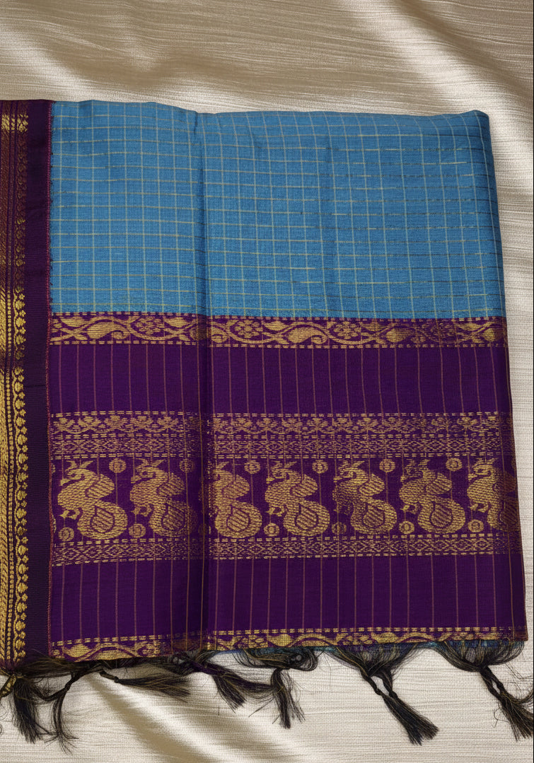 Hemangi - ಹೇಮಾಂಗಿ (Premium Handloom Checked Gadwal Silk Cotton)