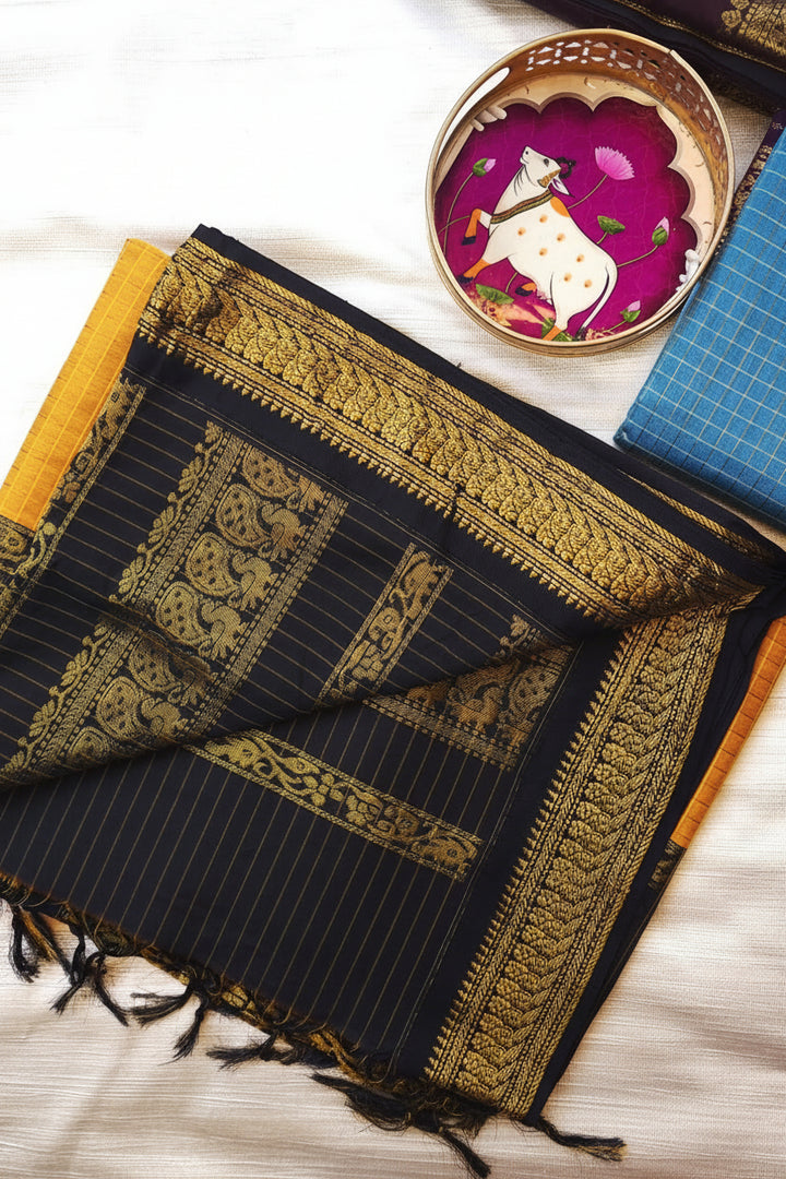 Skanda - ஸ்கந்தன் (Premium Handloom Checked Gadwal Silk Cotton)