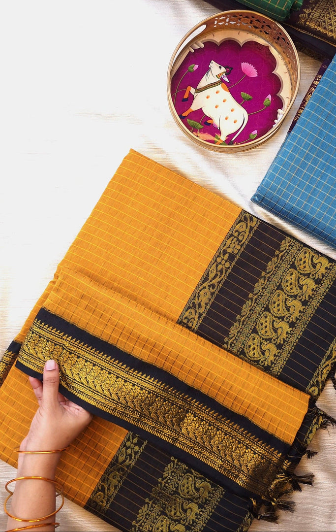 Skanda - ஸ்கந்தன் (Premium Handloom Checked Gadwal Silk Cotton)