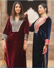 Sabina ~ Maroon Velvet Kurti Set