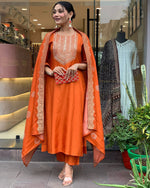 Load image into Gallery viewer, Pragya ~ Orange Suit Set
