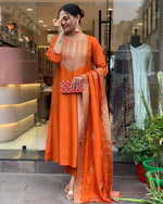 Load image into Gallery viewer, Pragya ~ Orange Suit Set
