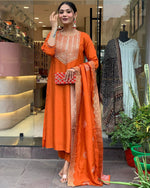 Load image into Gallery viewer, Pragya ~ Orange Suit Set

