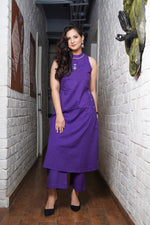 Load image into Gallery viewer, Liya ~ Violet Kurti Set
