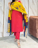 Load image into Gallery viewer, Surbhi ~ Yellow-Magenta Suit Set
