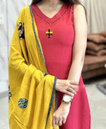 Load image into Gallery viewer, Surbhi ~ Yellow-Magenta Suit Set
