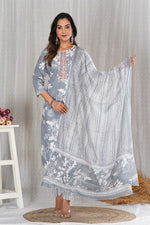 Load image into Gallery viewer, Gurnam ~ Grey Floral Suit Set
